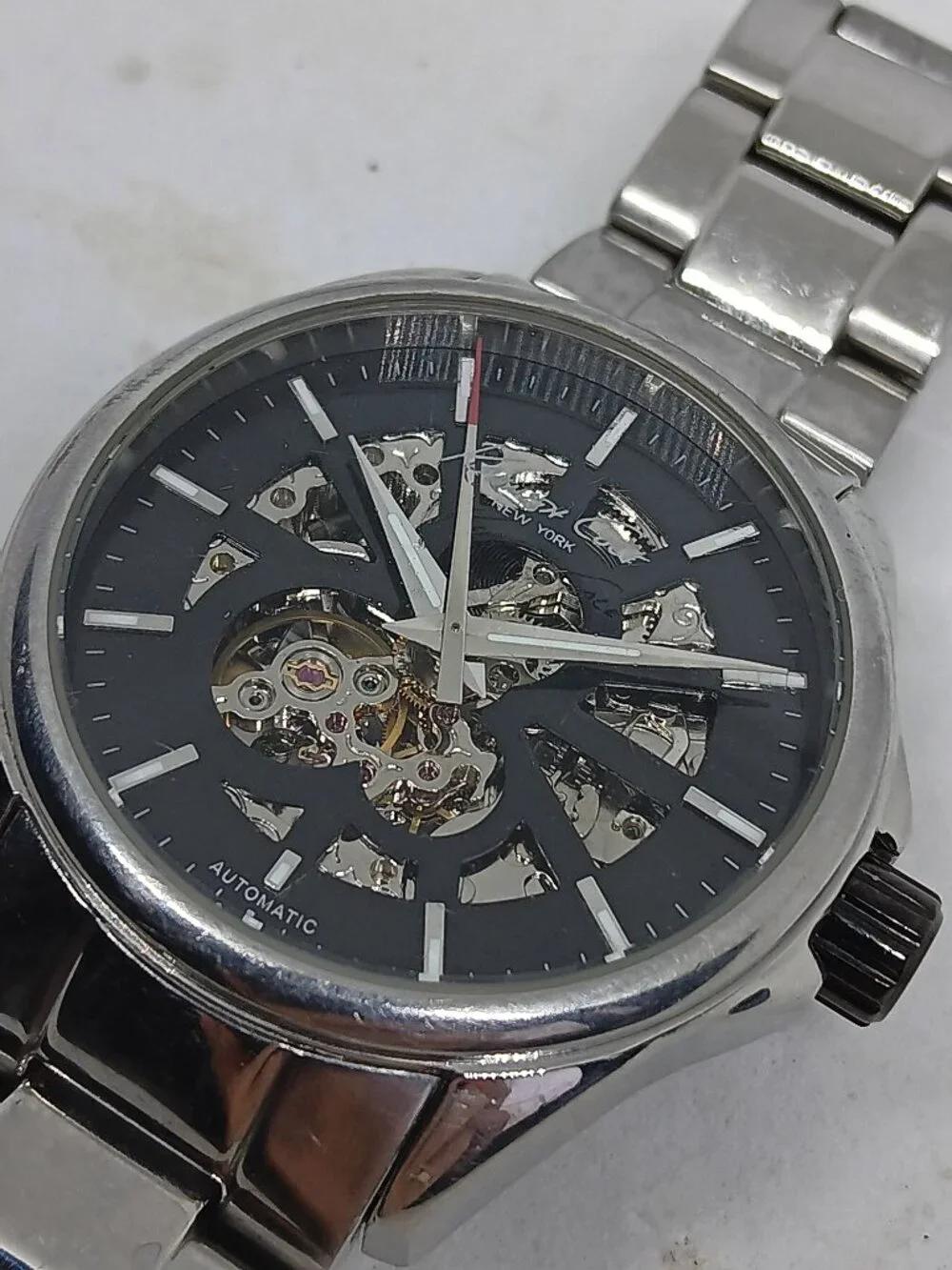 Kenneth Cole KC3832 Men's 42mm S/Steel Skeleton Dial 21 Jewel Automatic Watch